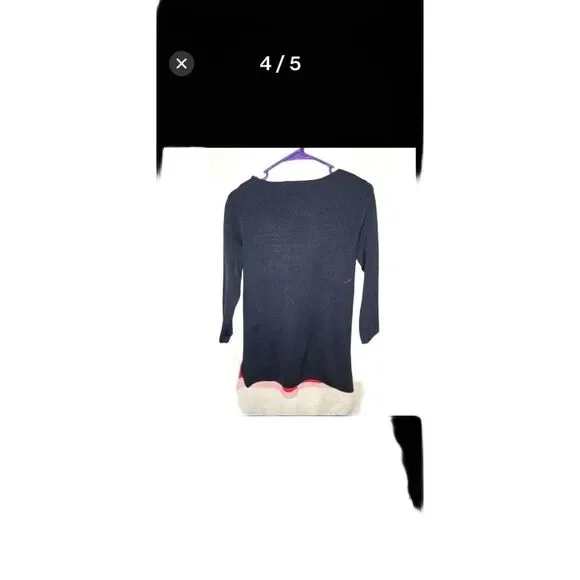 NWT Christopher & Banks Womens S Petite Navy Striped 3/4 Sleeve Knit Top - Picture 5 of 6